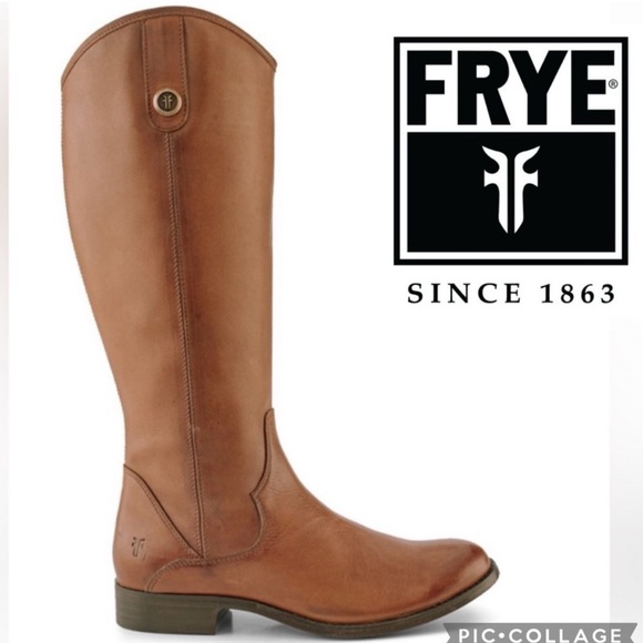 FRYE Marissa Medallion Cognac Tall Leather Zip Boots Women’s Size: 6 new in box - Picture 1 of 6